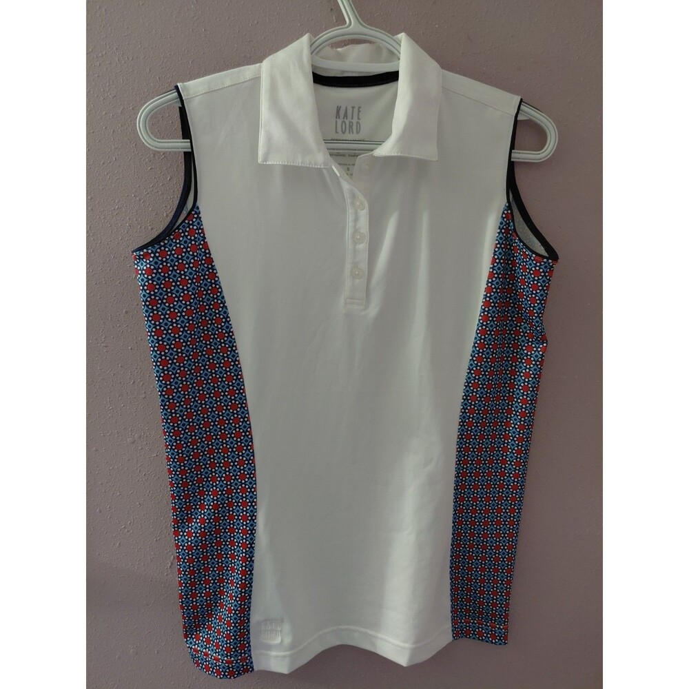 Kate Lord Performance Women's Small Sleeveless Golf Tank Geometric Side Panels